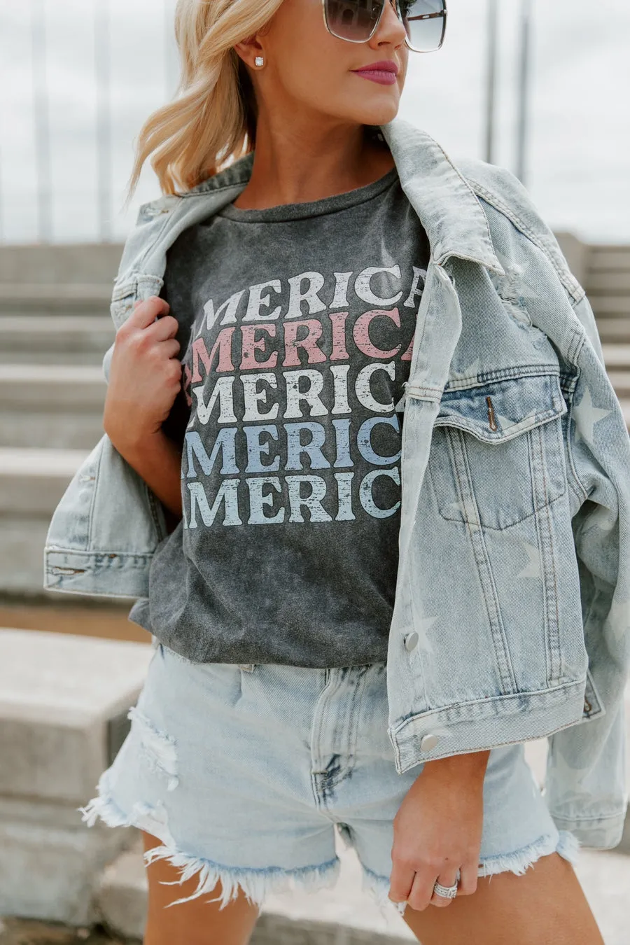 AMERICA ON REPEAT ACID WASH TEE