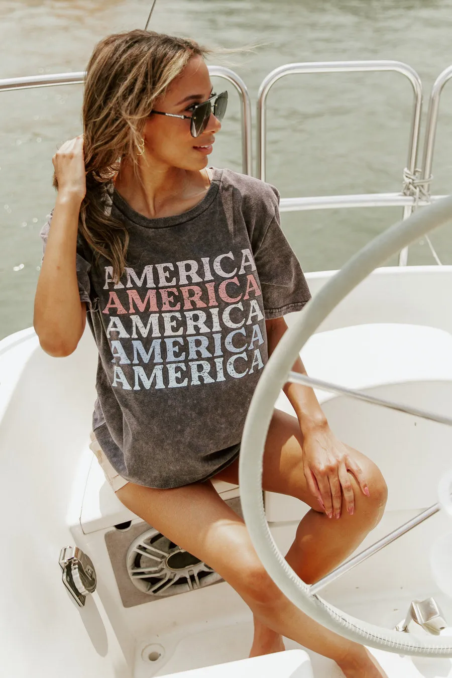 AMERICA ON REPEAT ACID WASH TEE