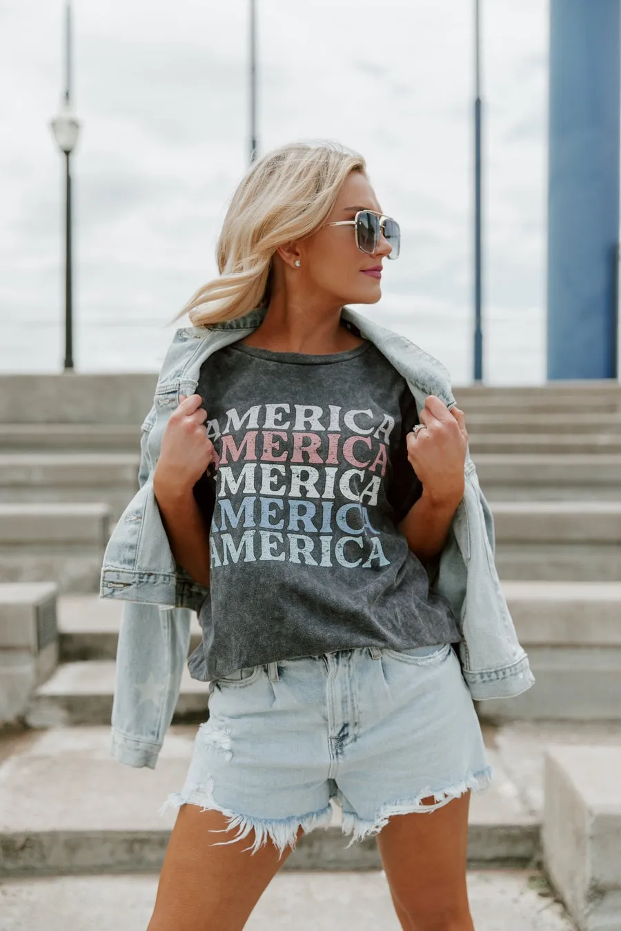 AMERICA ON REPEAT ACID WASH TEE