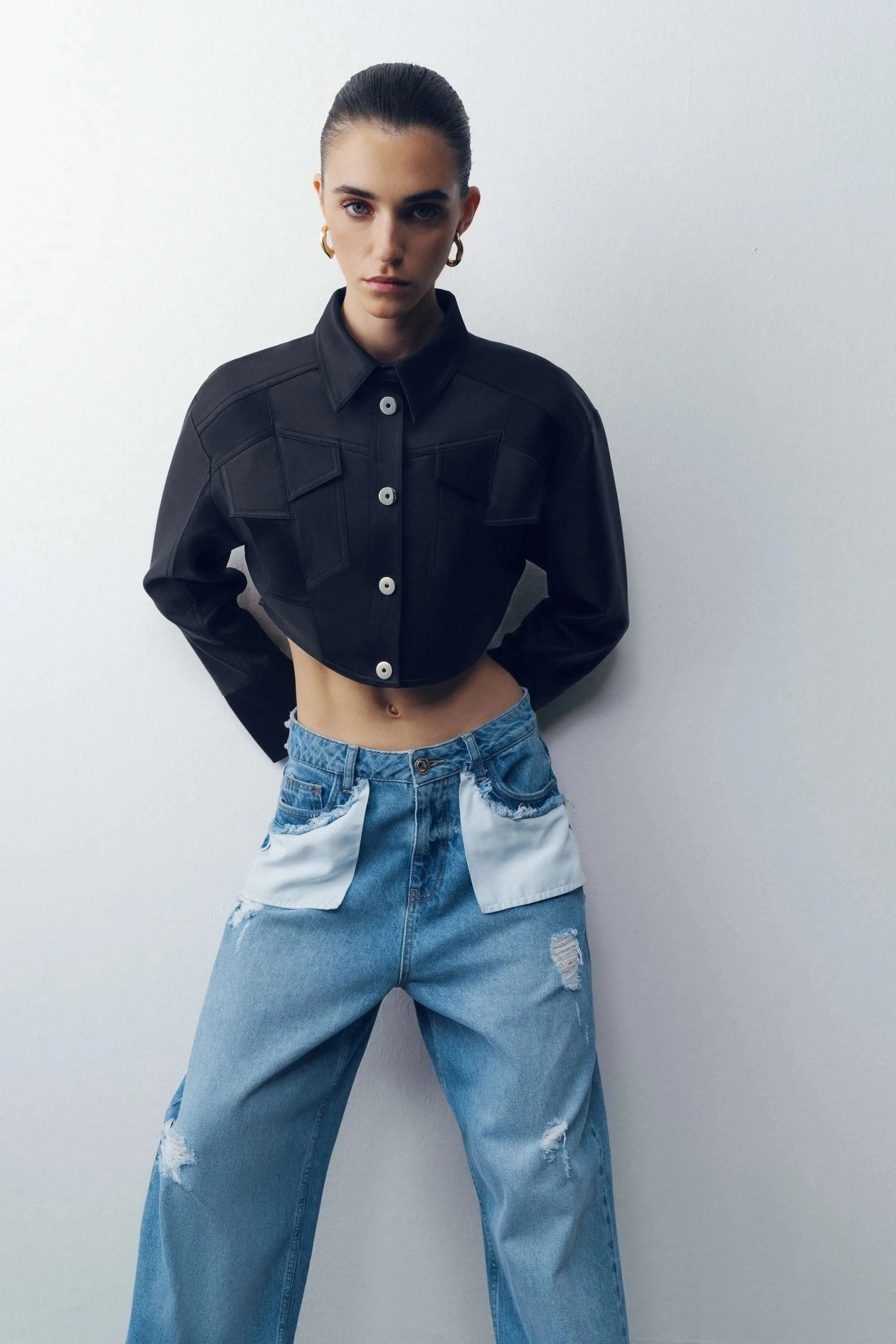 Asymmetric Pocket Crop Jacket (Final Sale)