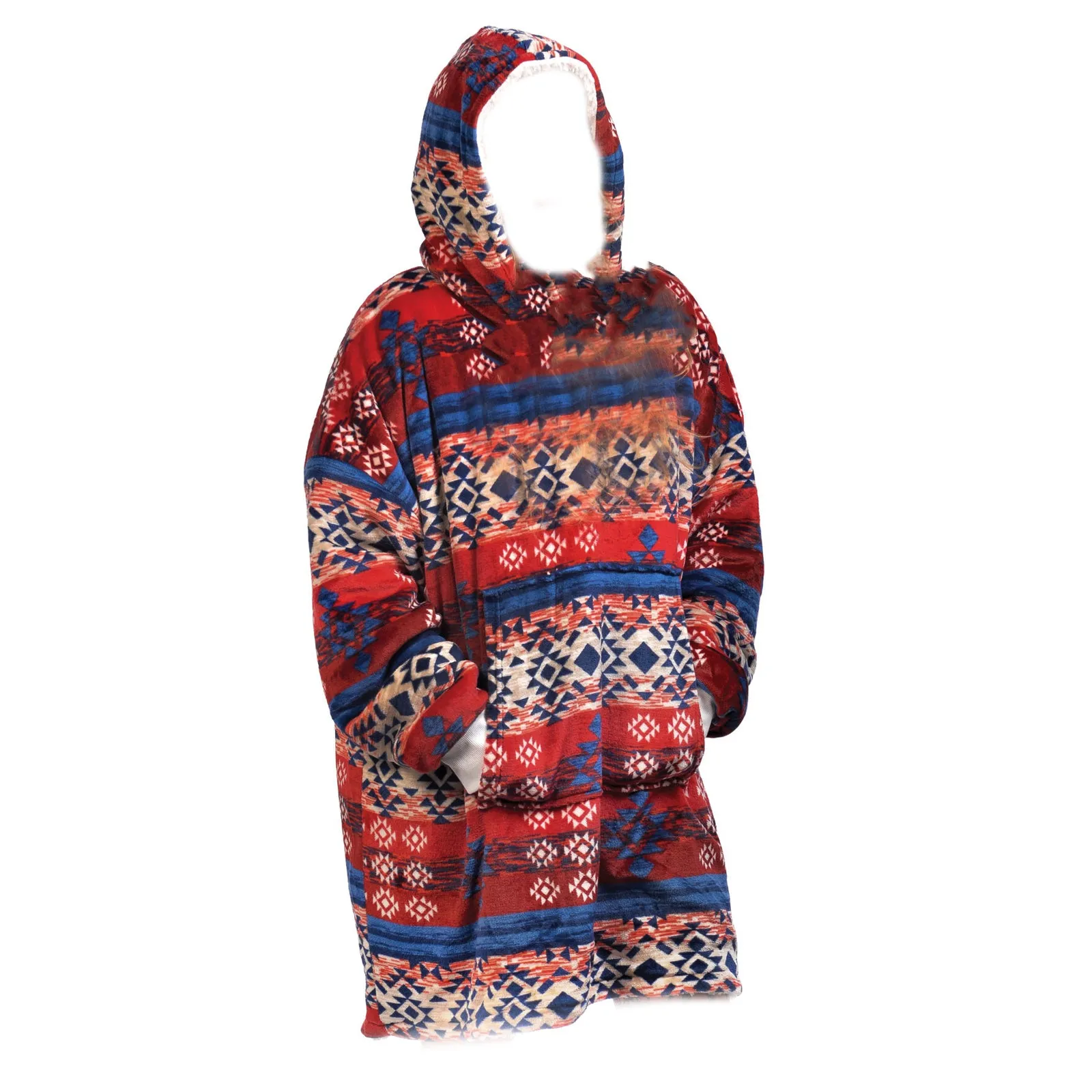 Aztec Fleece Reversible Sherpa Oversized Hoody