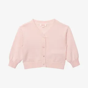 Baby girl's powder pink knitted cardigan