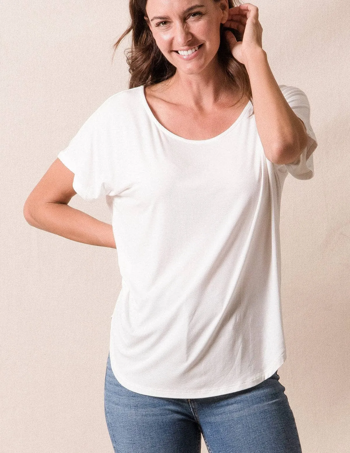 Bamboo Dolman Tee - Soft White