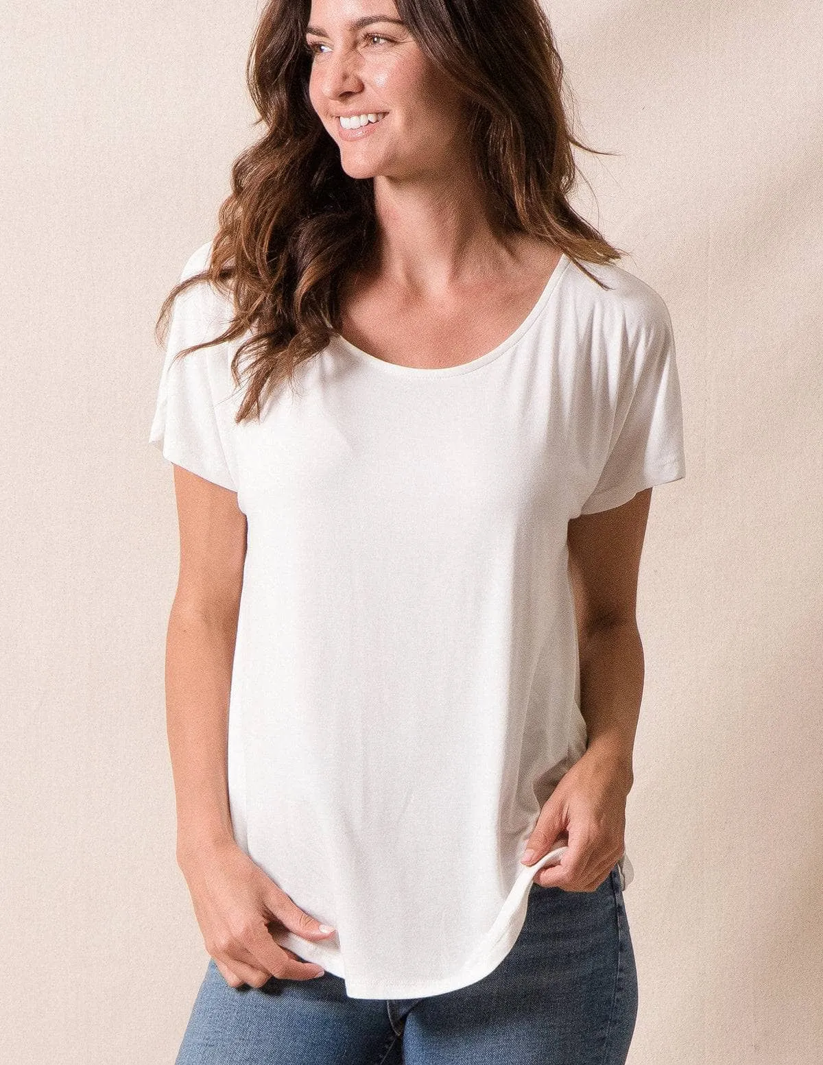 Bamboo Dolman Tee - Soft White