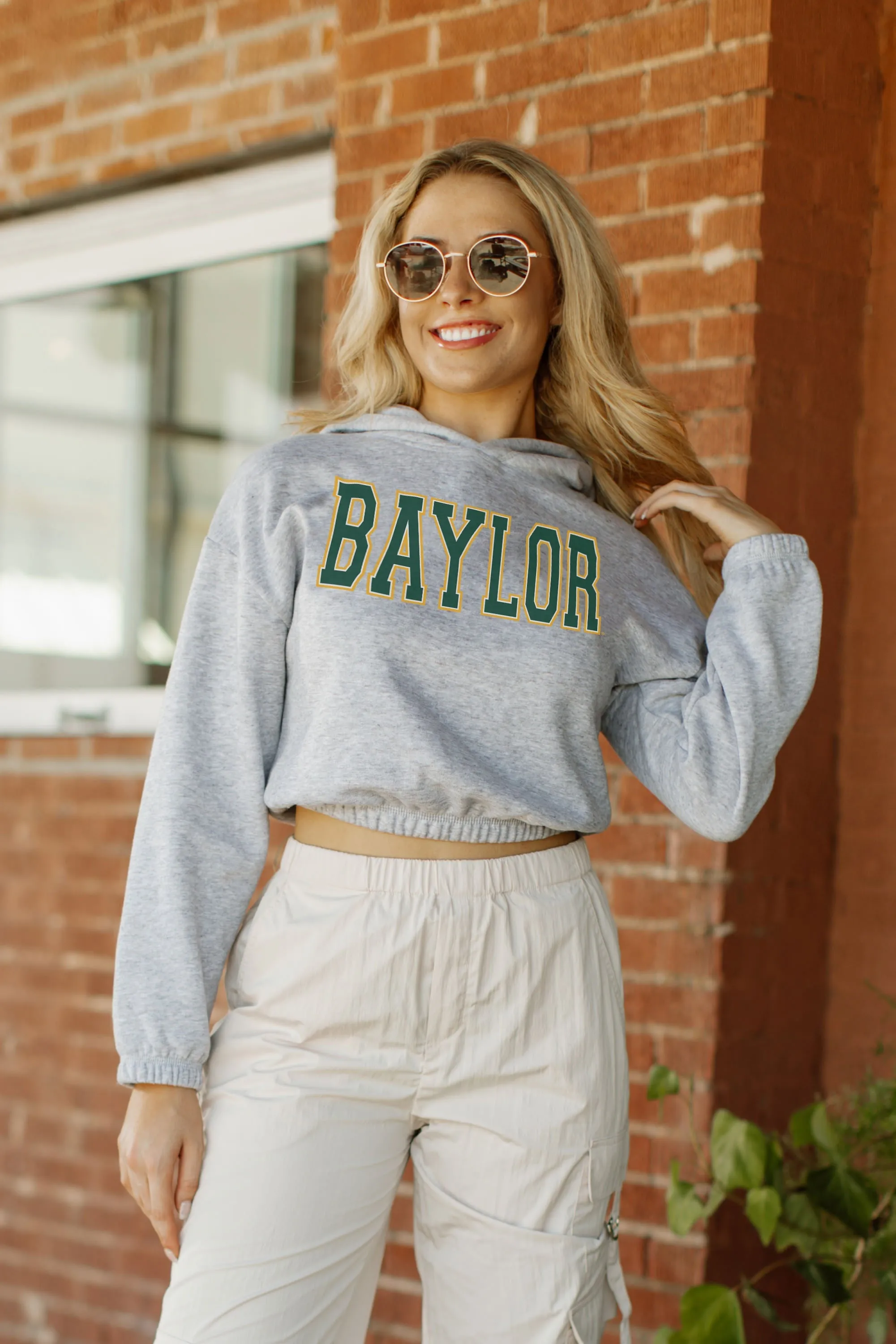 BAYLOR BEARS HEADED TO VICTORY BANDED CROPPED HOODIE BY MADI PREWETT TROUTT