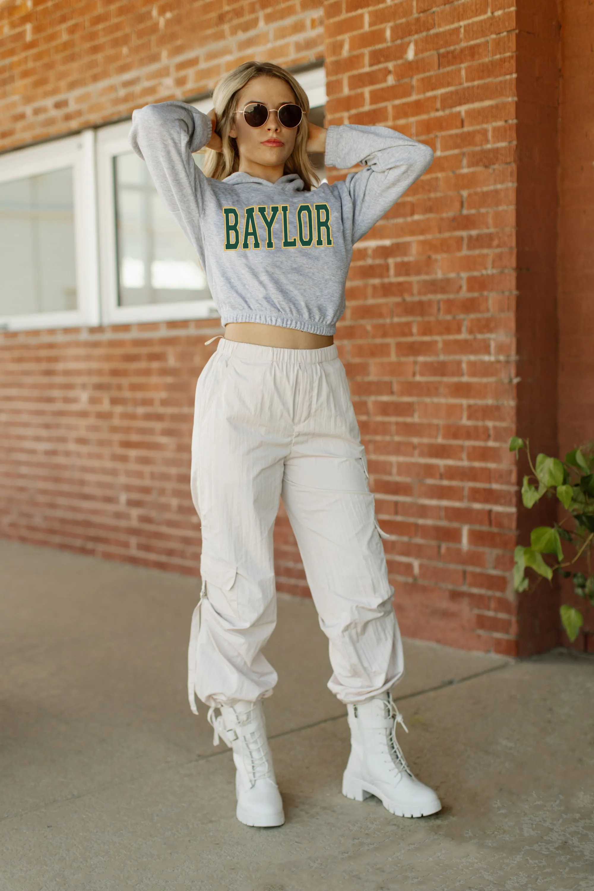 BAYLOR BEARS HEADED TO VICTORY BANDED CROPPED HOODIE BY MADI PREWETT TROUTT