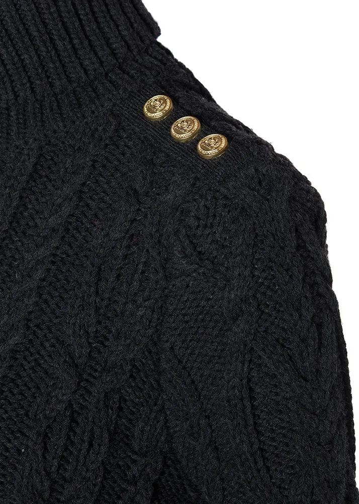 Belgravia Cable Knit - Dark Grey Marl