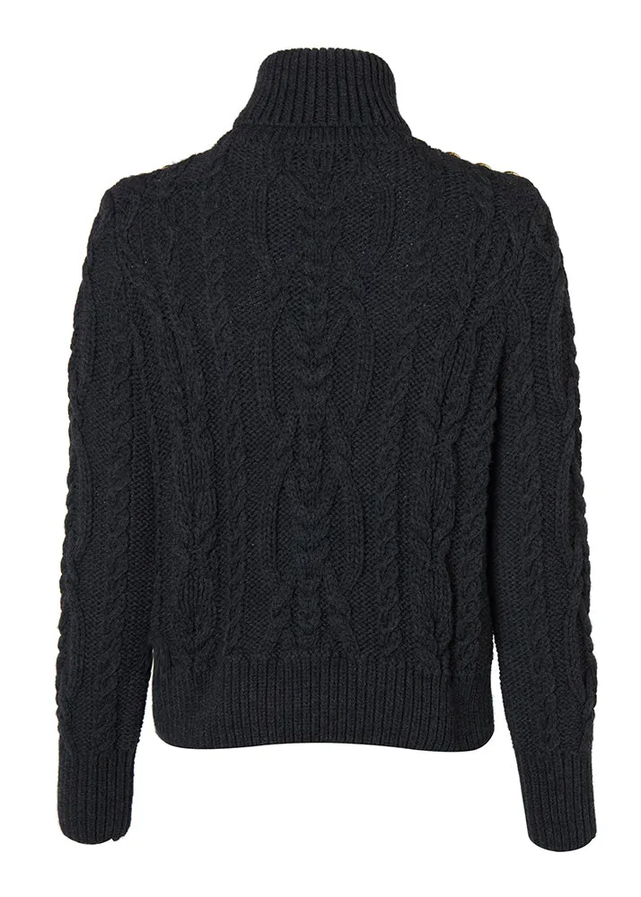 Belgravia Cable Knit - Dark Grey Marl