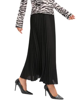 Black Pleated Lightweight Solid Skirt