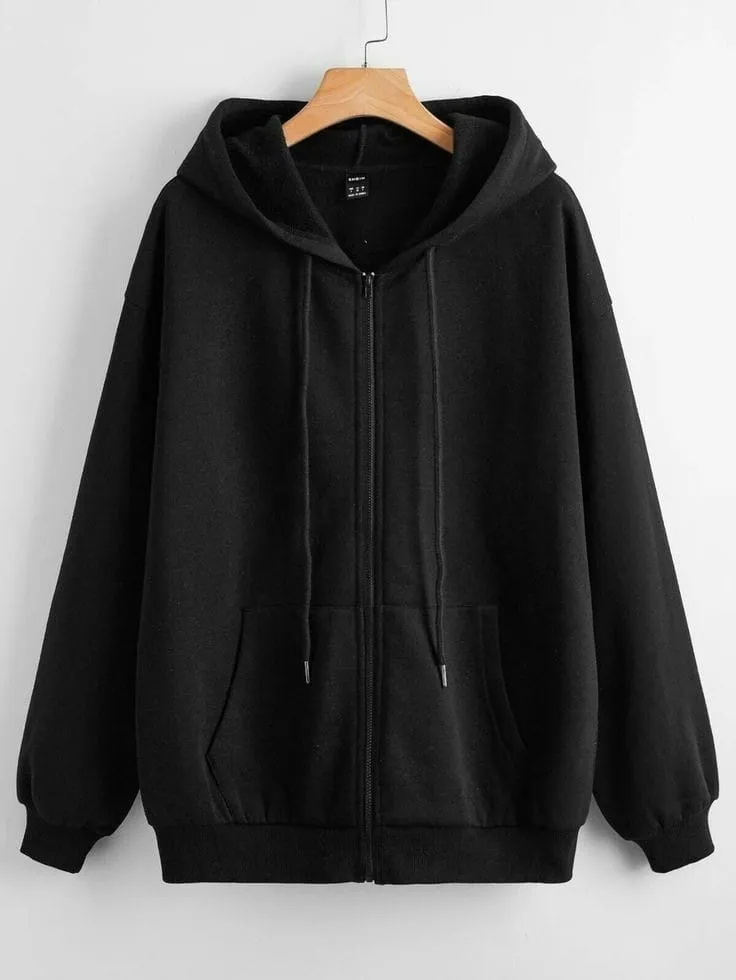 BLACK ZIPPER HOODIE