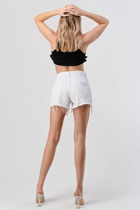 Bree White Denim Cut Off Short