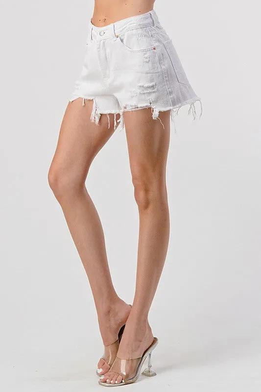 Bree White Denim Cut Off Short