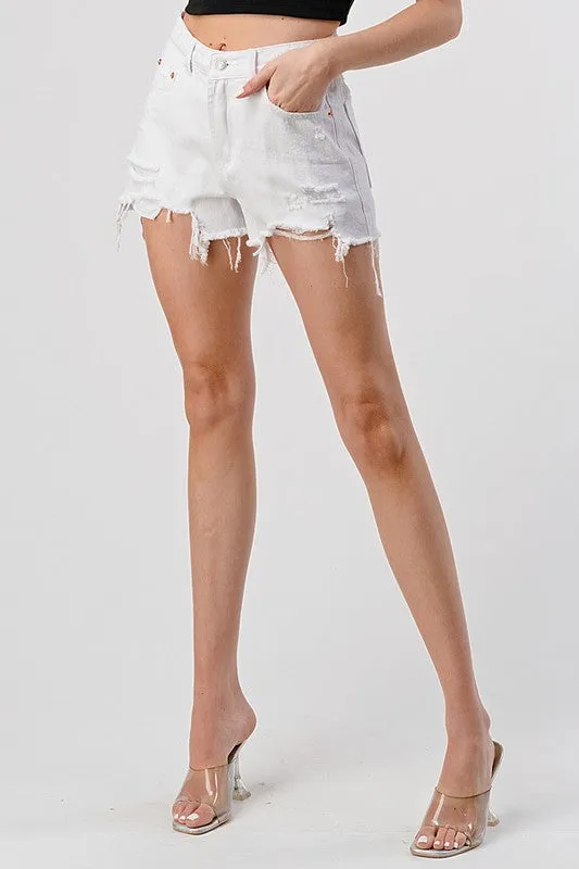 Bree White Denim Cut Off Short