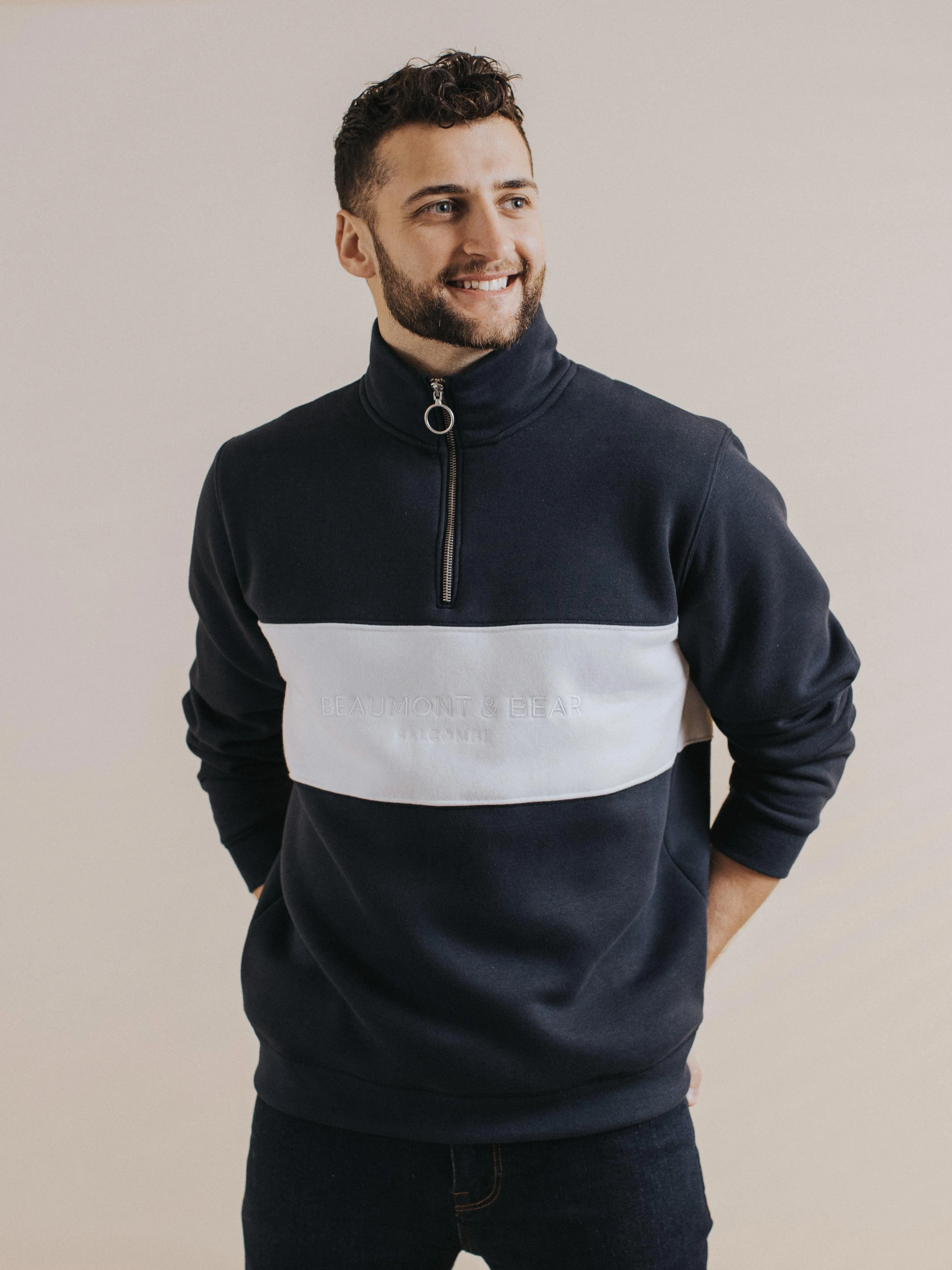 Cliff Road Unisex Quarter Zip - Navy