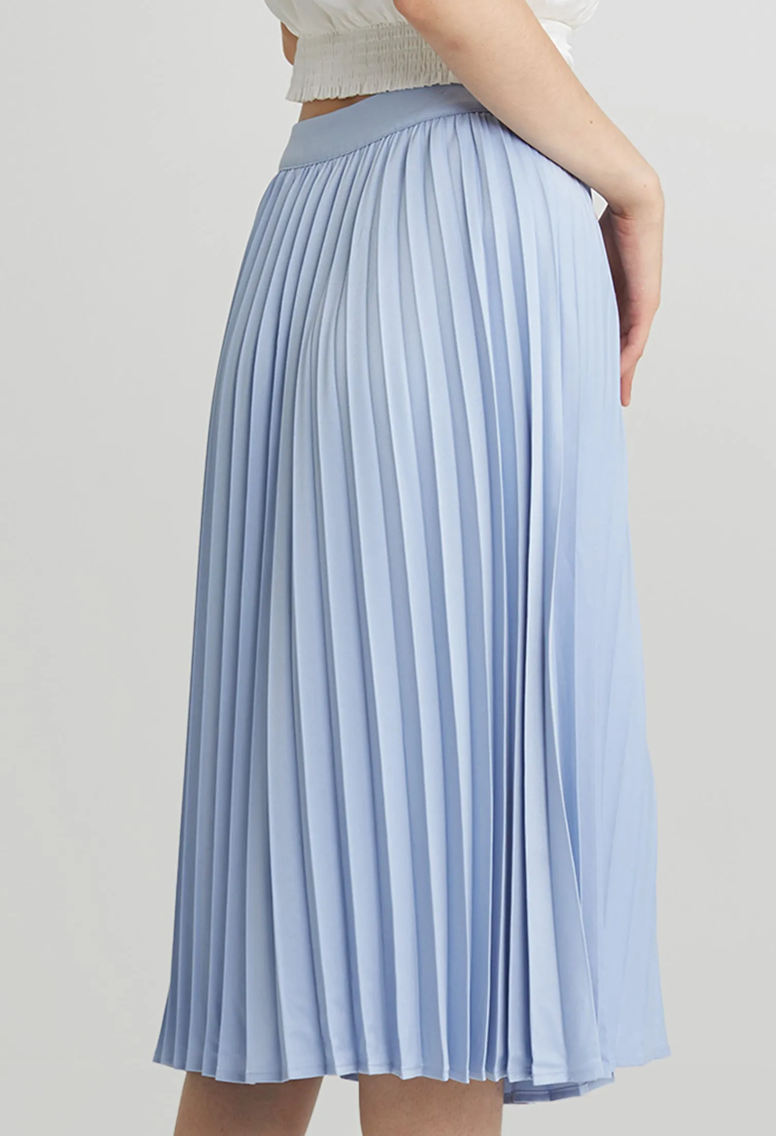 Elegant Column Pleated Midi Skirt