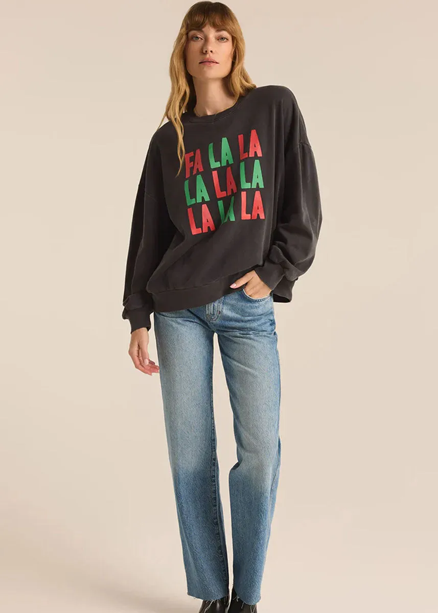 Fa La La Sunday Sweatshirt - Black Sand