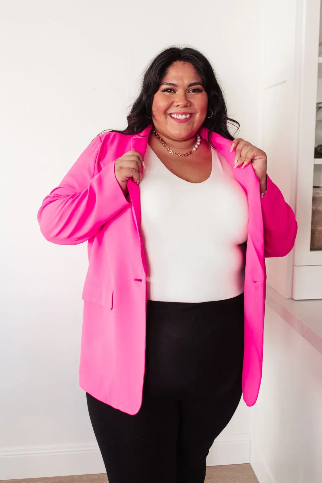 Fierce and Chic Blazer in Hot Pink