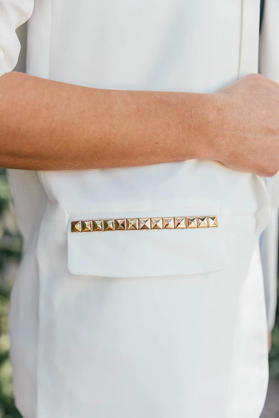 FINAL SALE!! The Rock Studded Blazer in White