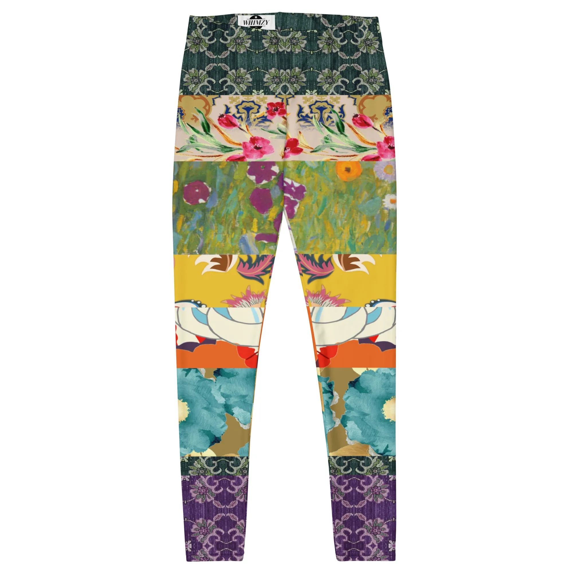 Floral Flapper Girl Patchwork Print Leggings