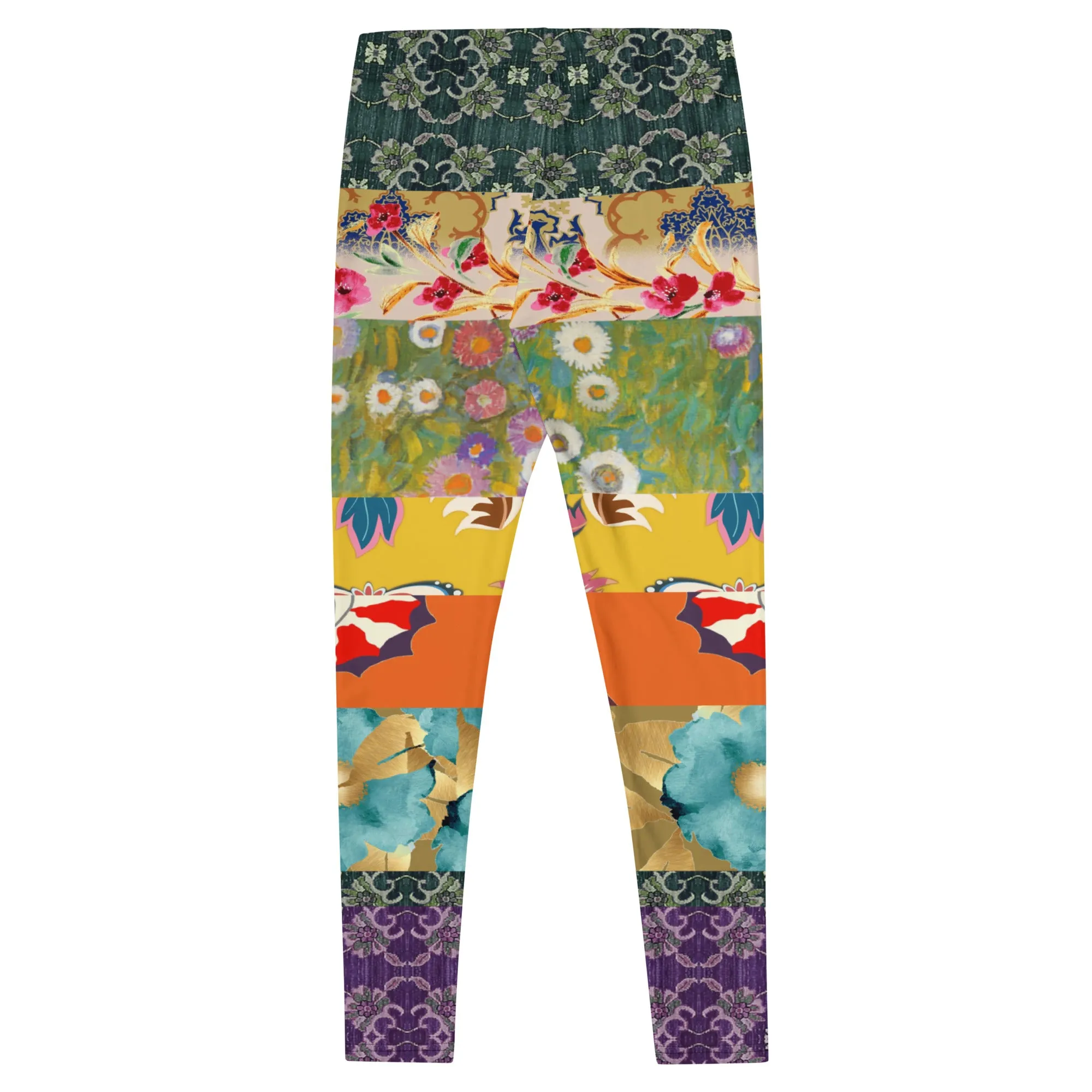 Floral Flapper Girl Patchwork Print Leggings