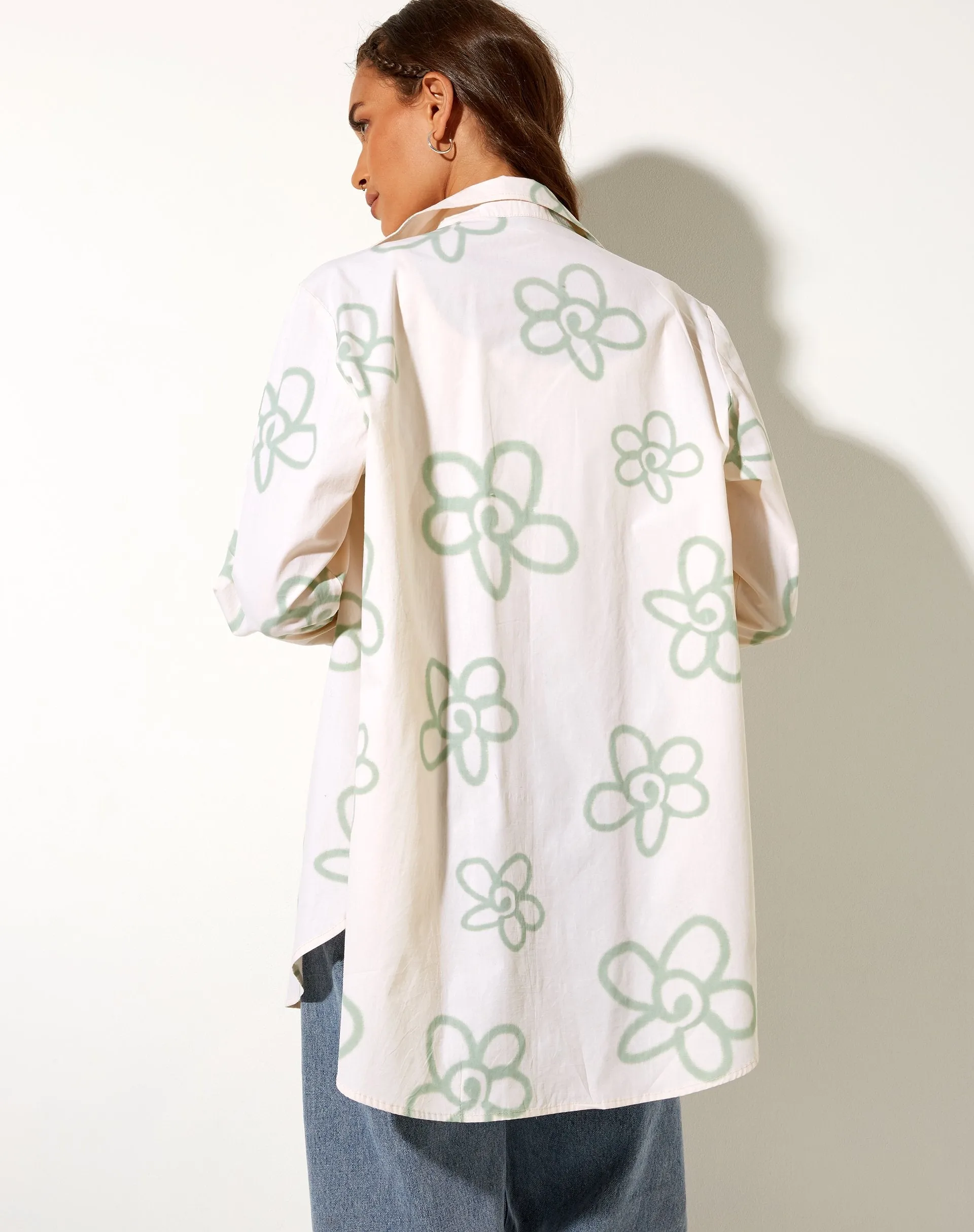 Gana Shirt in White Graffiti Flower