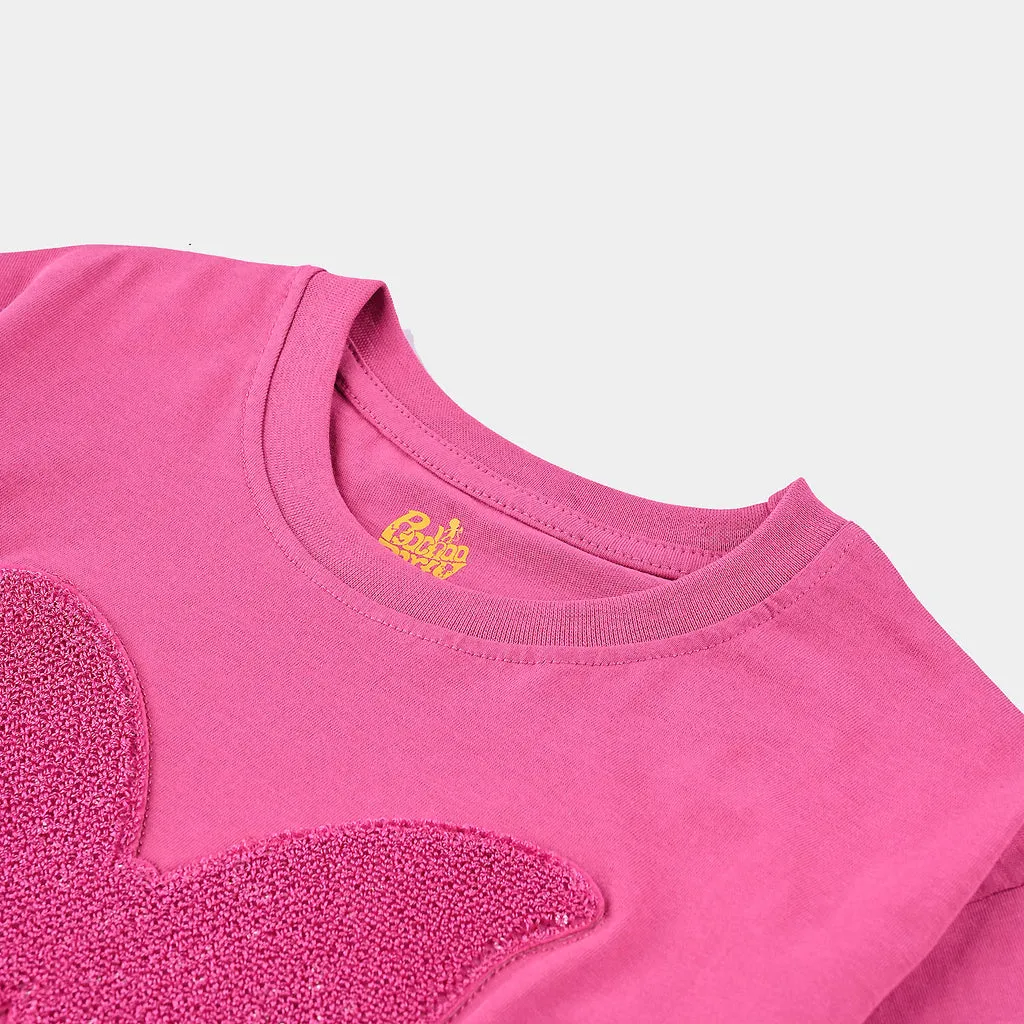 Girls Cotton Jersey T-Shirt H/S Butterfly-Fuchsia