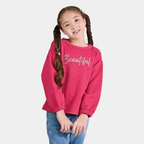 Girls Sherpa Sweatshirt Beautiful-Hot Pink