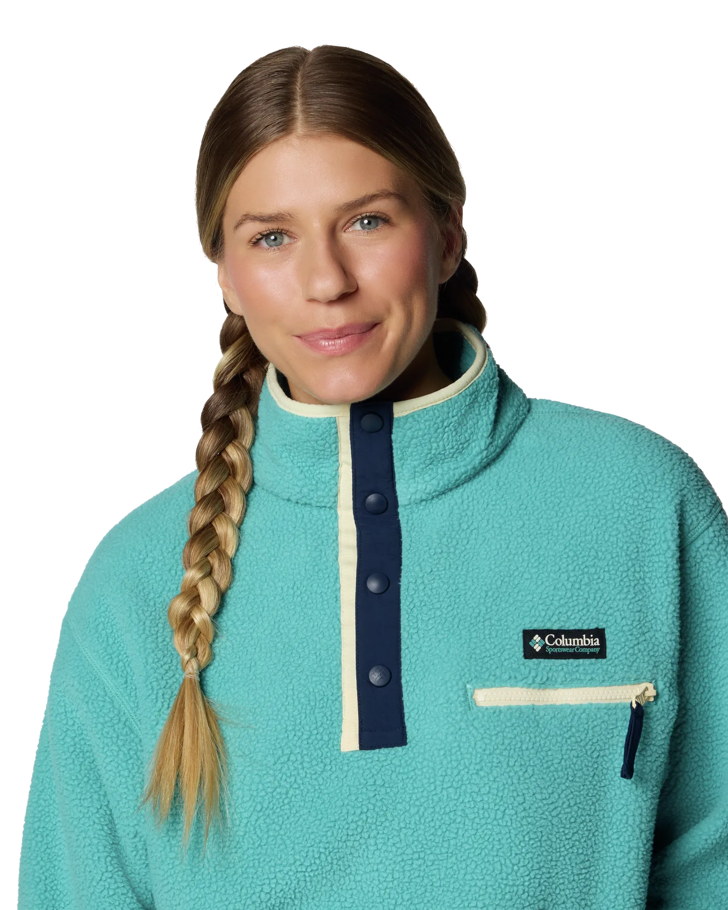 Helvetia II Cropped Half Snap Sweatshirt in Teal