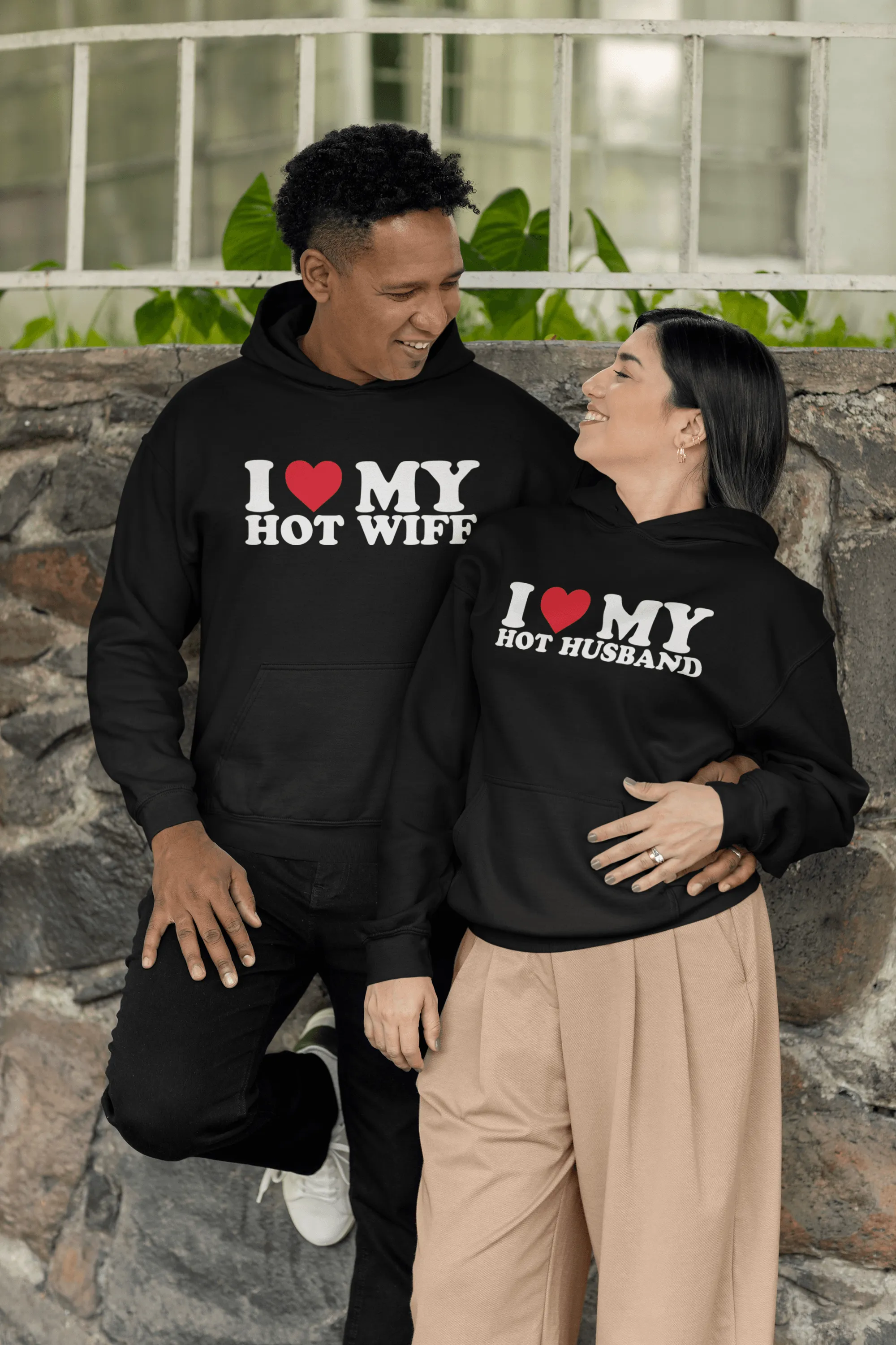 I Love My Hot Wife/Hot Husband Relationship Hoodie Set Blended Cotton Ultra Soft Pullover