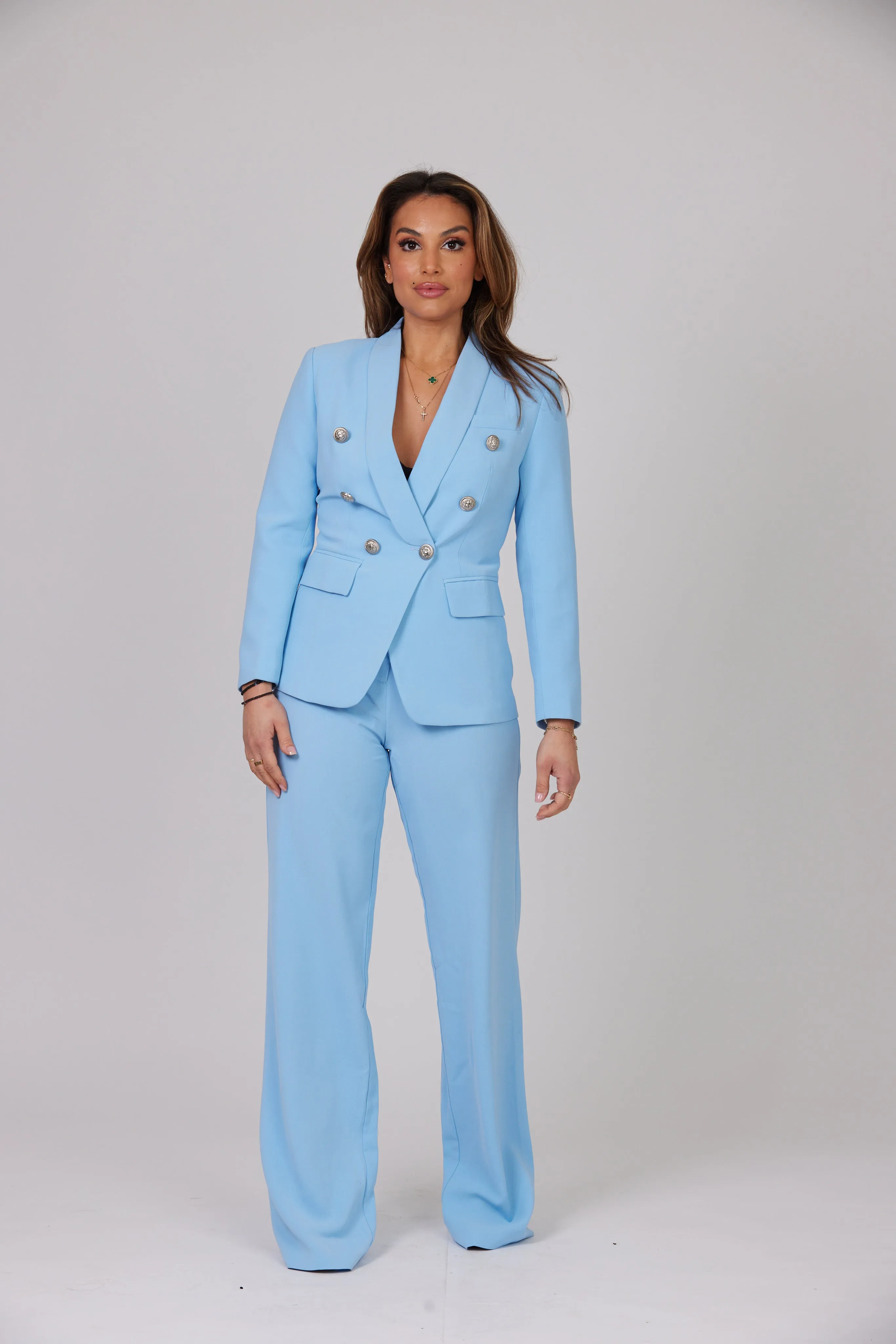 ICONIC SKY BLUE WITH SILVER BUTTON BLAZER