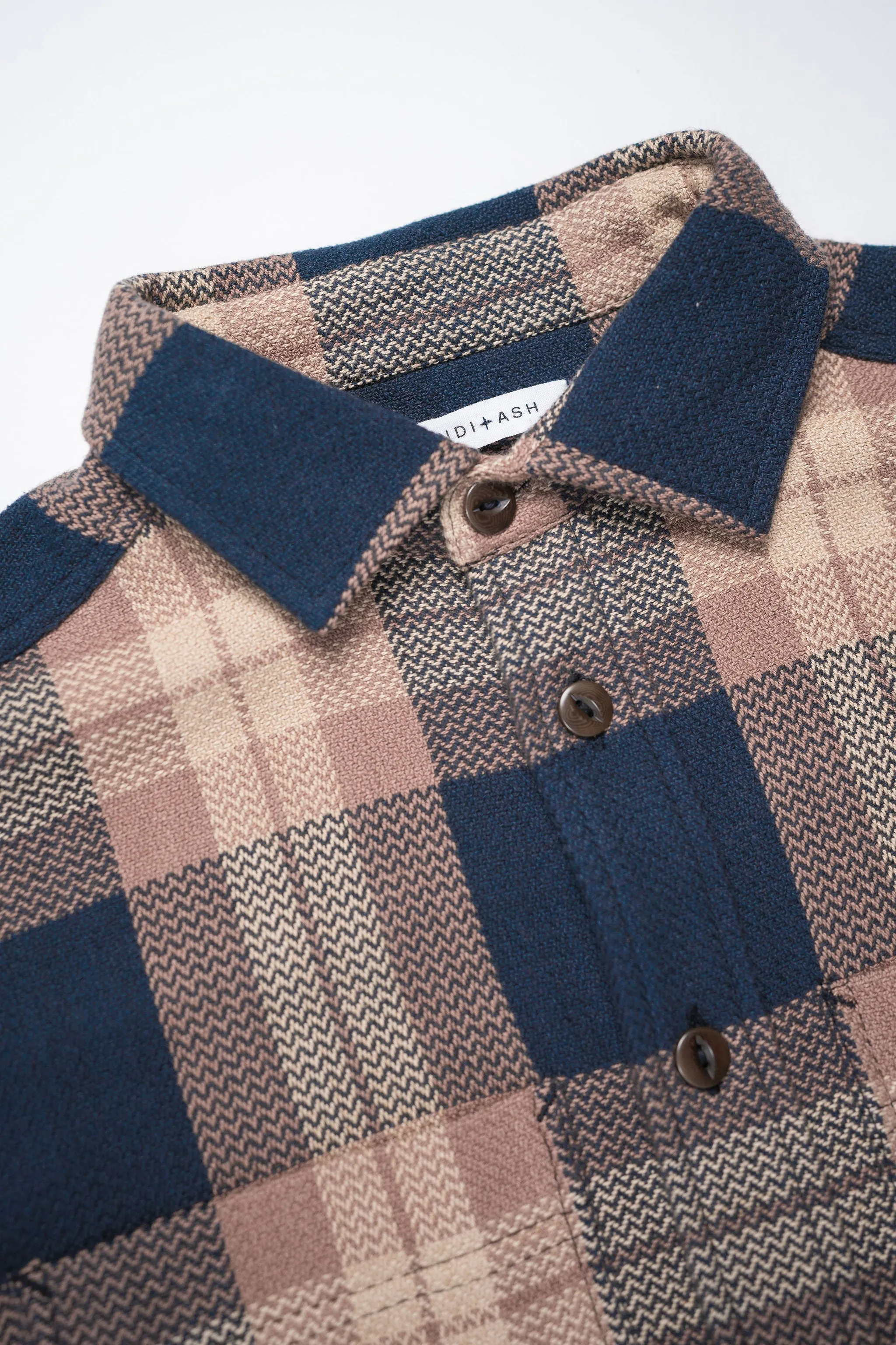 Indi   Ash Ames Workshirt - Iron/Catechu Handwoven Plaid