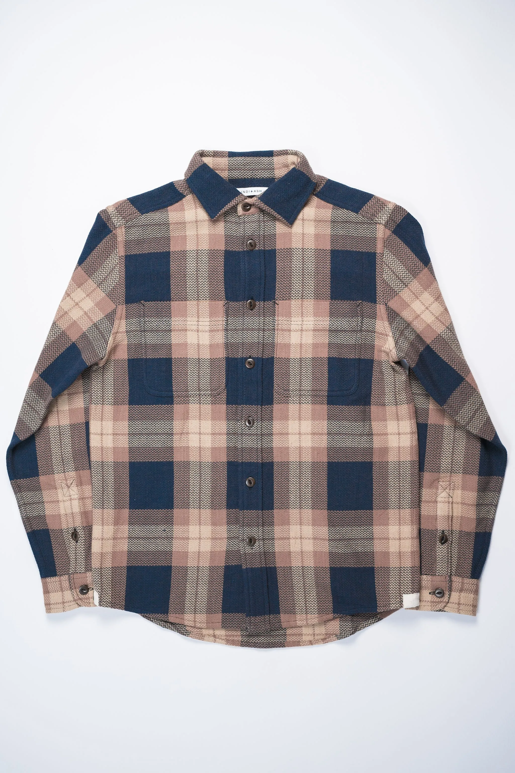 Indi   Ash Ames Workshirt - Iron/Catechu Handwoven Plaid