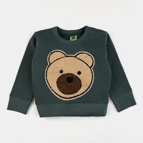 Infant Boys Fleece Sweatshirt Bear Face-L Green