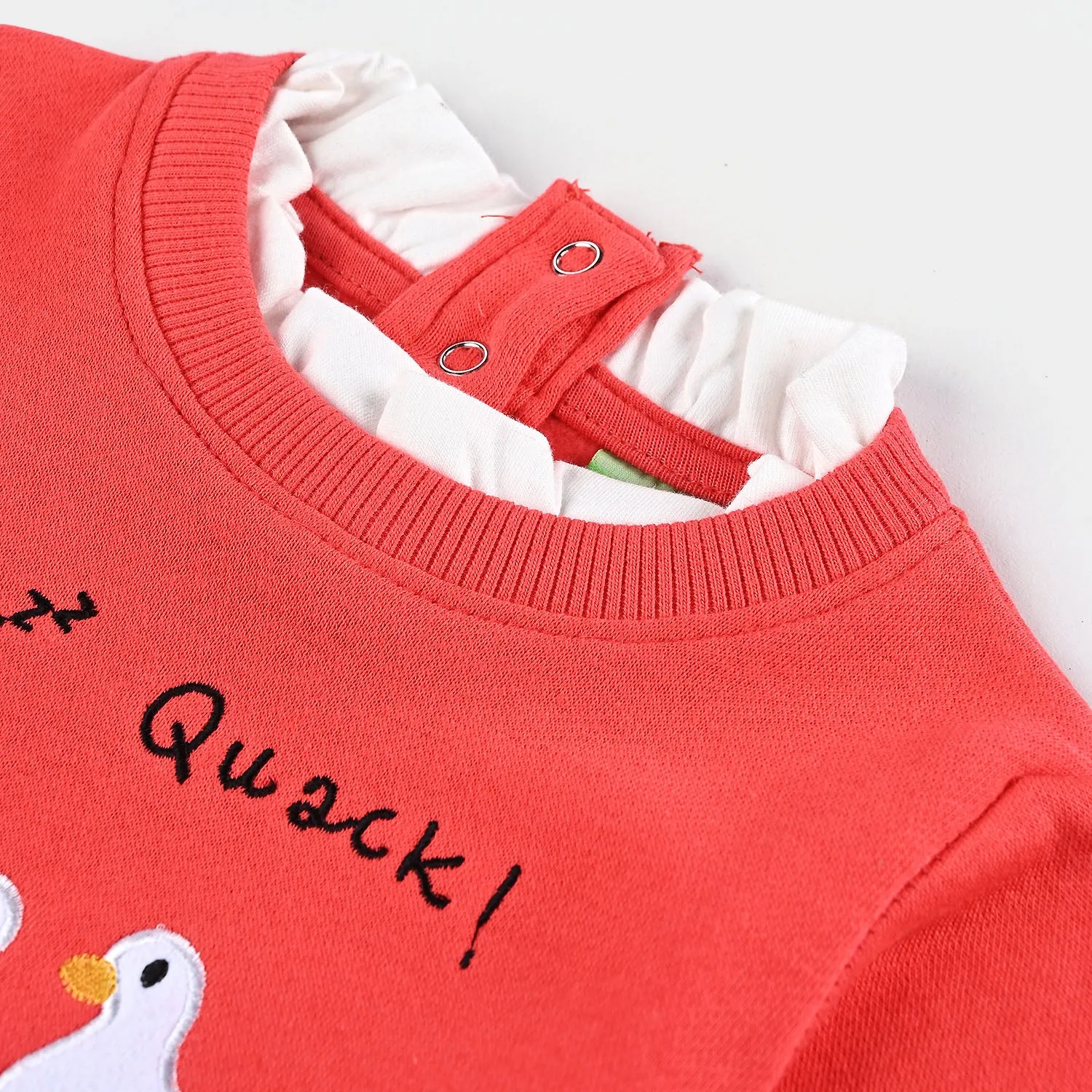 Infant Girls Cotton Terry Sweatshirt Quack-Red