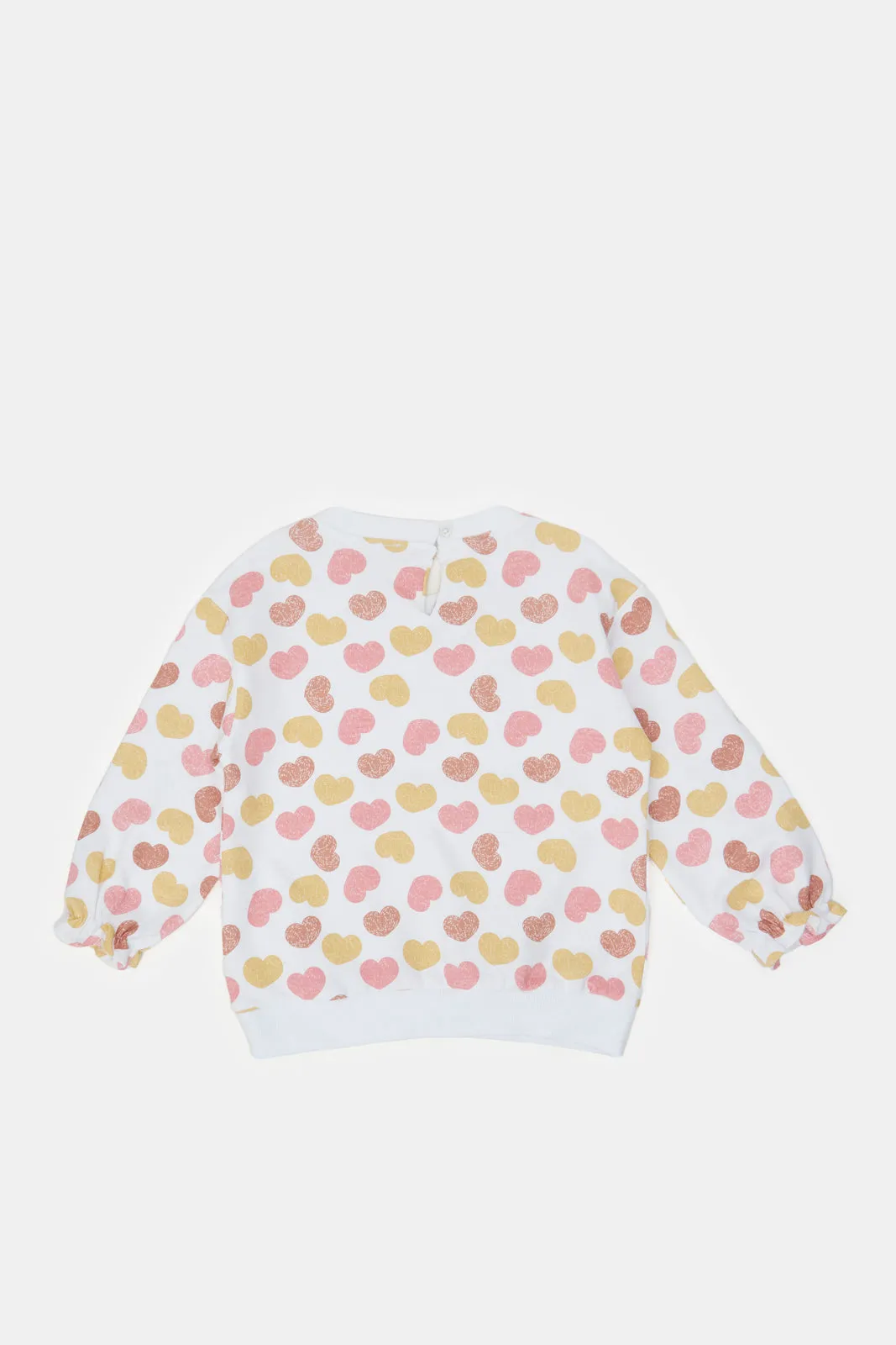 Ivory Heart Aop & Brown Polka Dot Print Sweatshirt