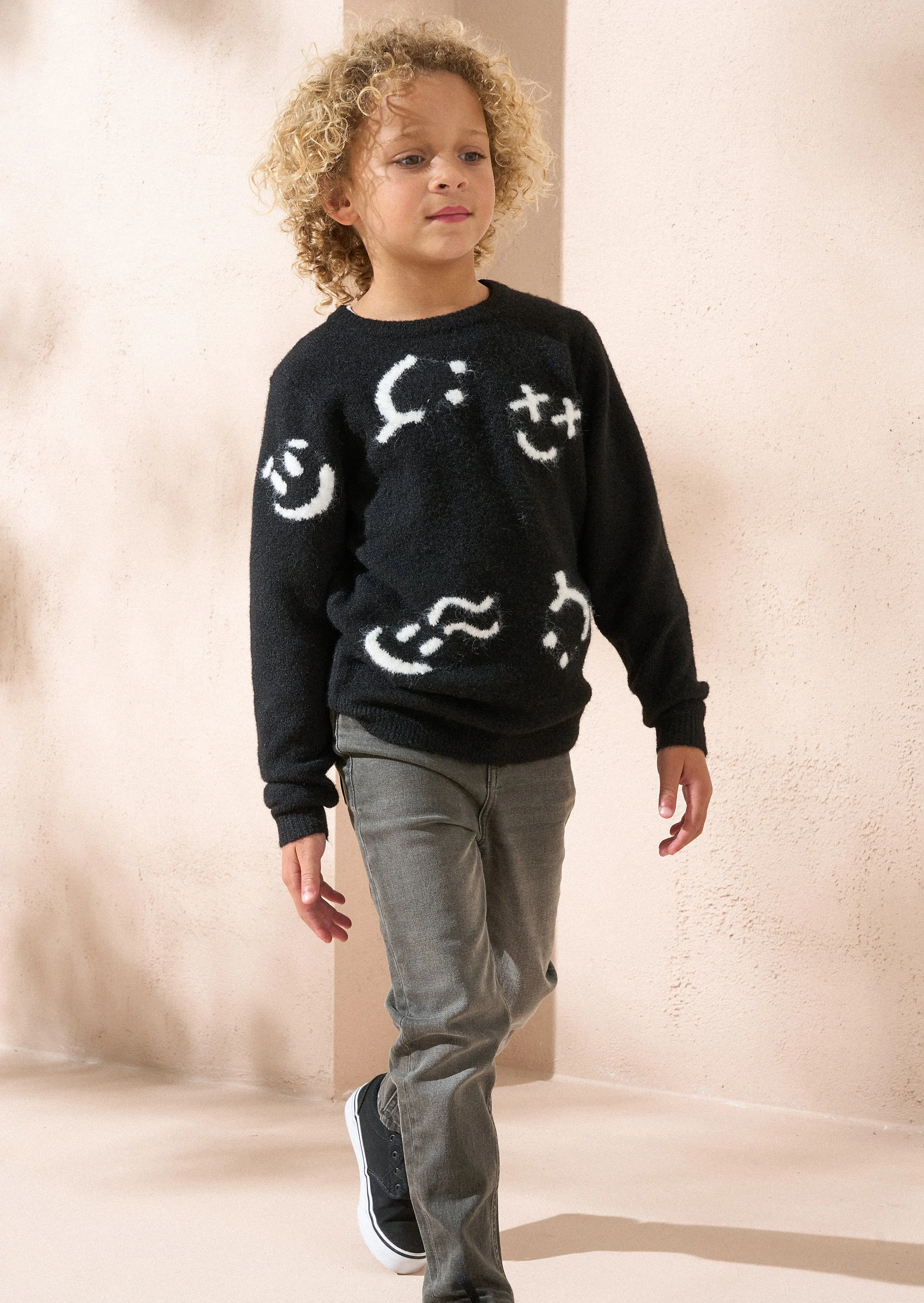 Jasper Black Smiley Jumper