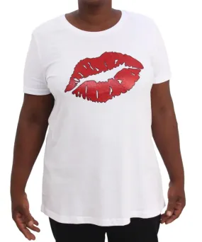 Ladies Printed Glitter Lips Tee