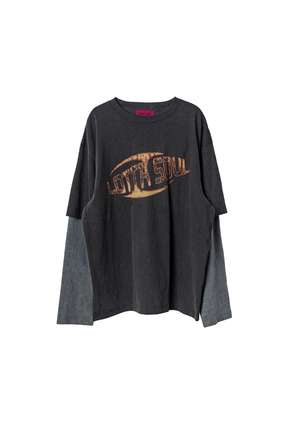 Lotta soul graphic layered T-shirts charcoal