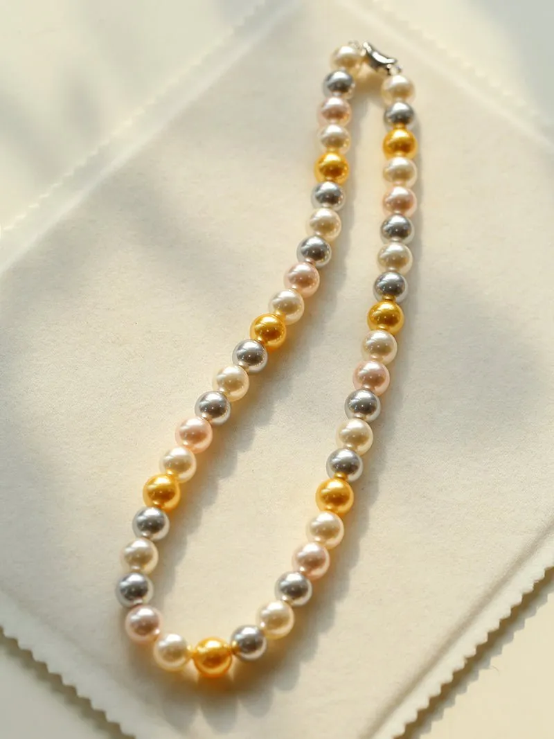 Mixed Color Round Artificial Pearl Necklaces-10mmPearls