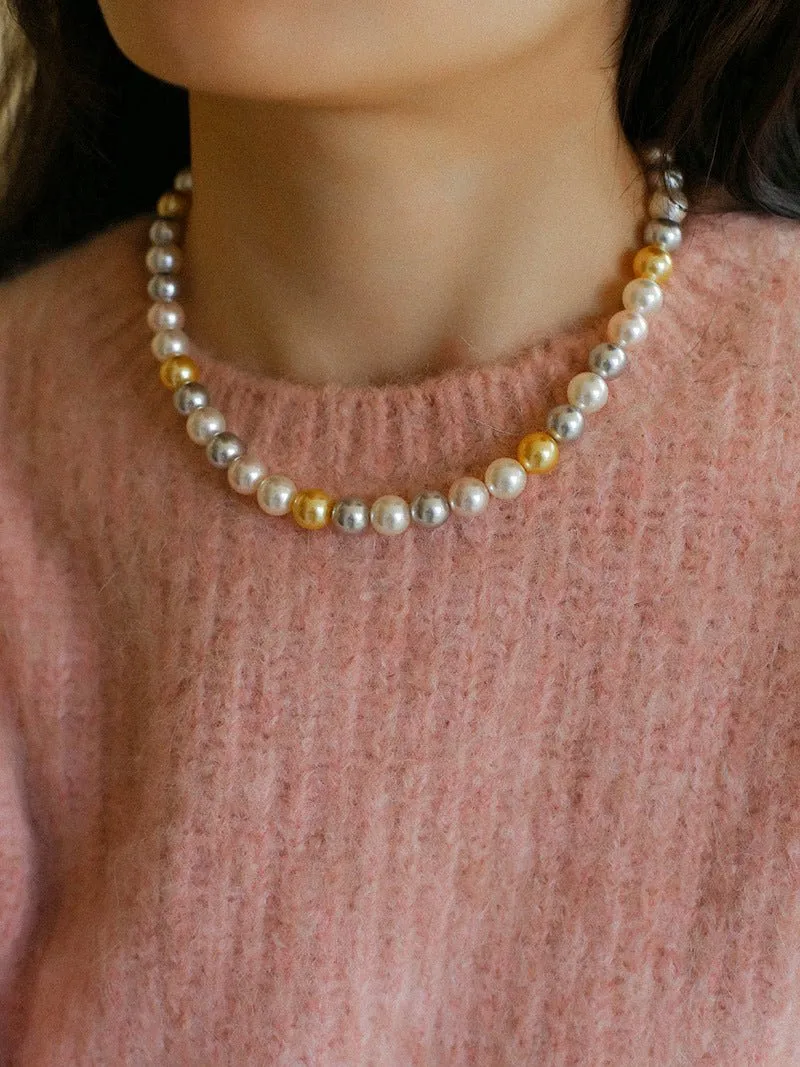 Mixed Color Round Artificial Pearl Necklaces-10mmPearls