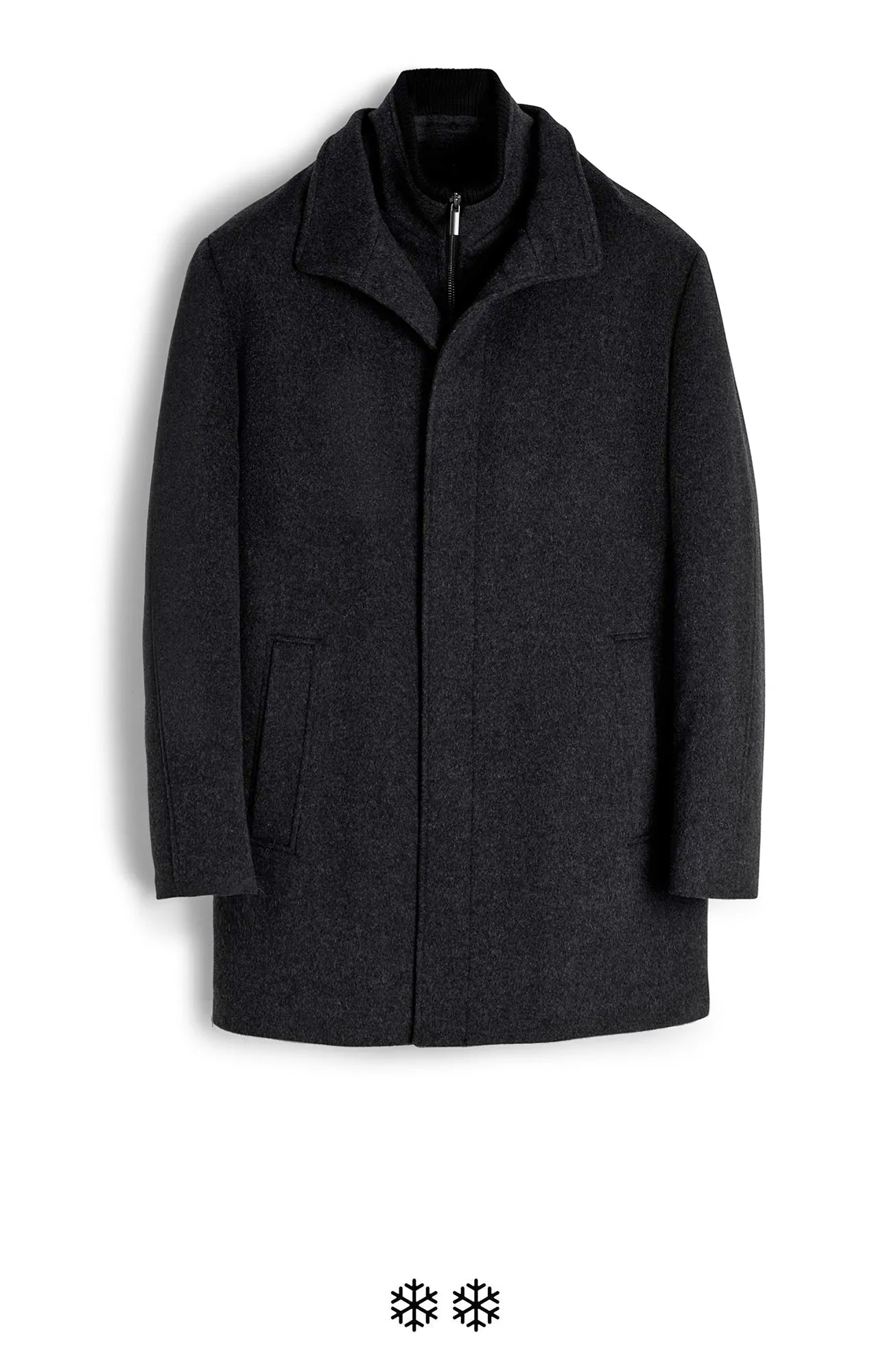 MONT-ROYAL BLACK WOOL & CASHMERE CAR COAT