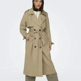 ONLY Double Breasted Trenchcoat in Tannin