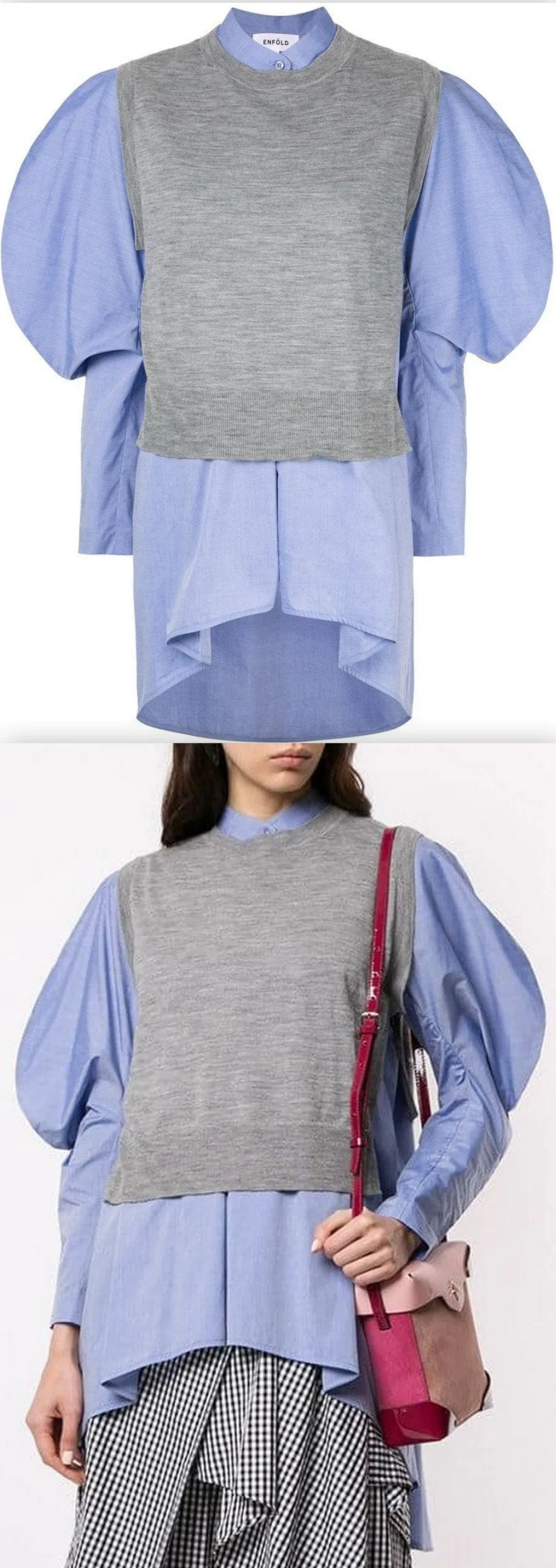 Oversized Layered Shirt, Blue