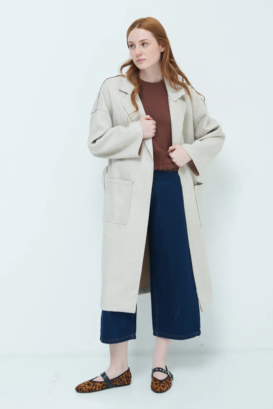 Oversized long coat with wide lapels wholesale