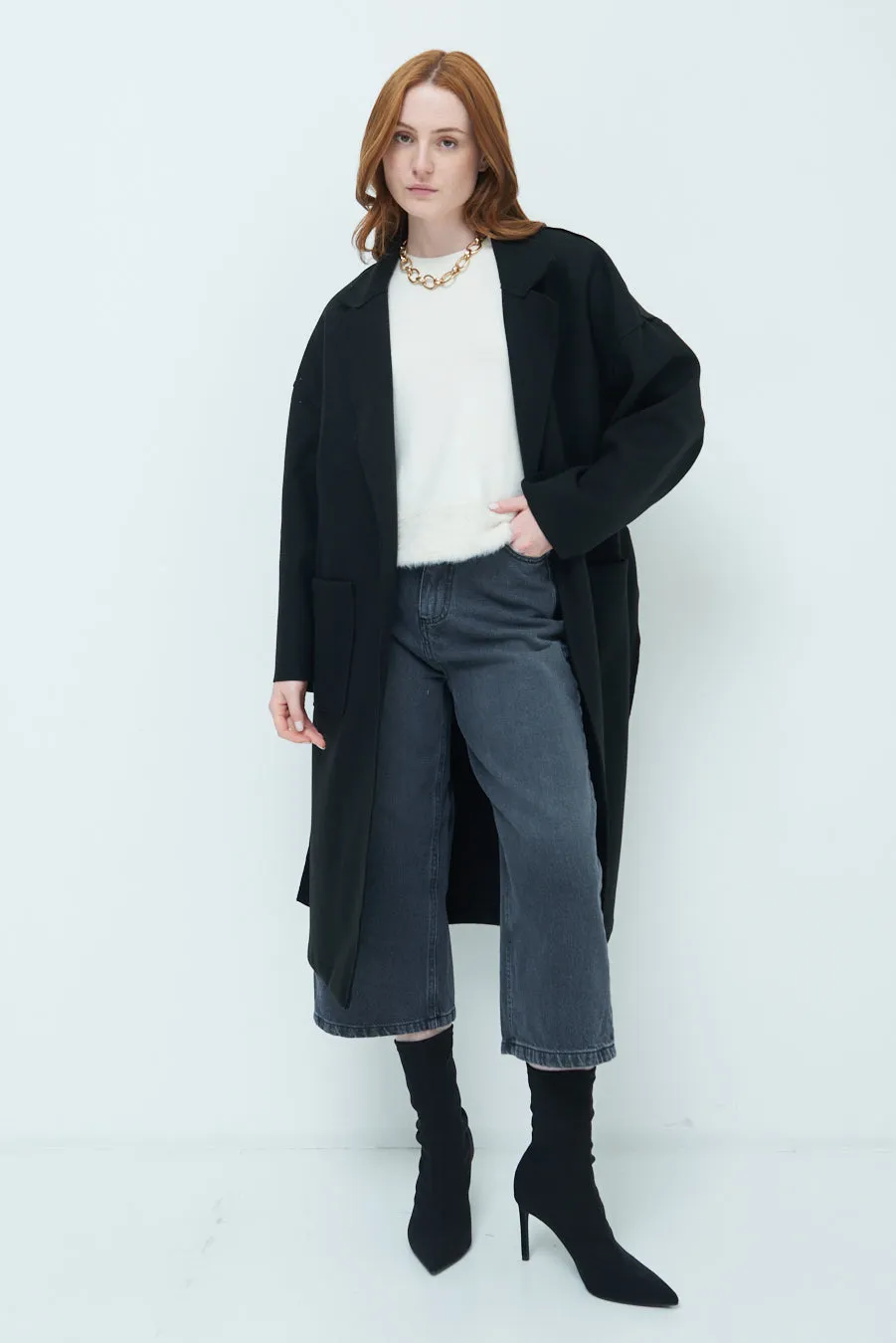 Oversized long coat with wide lapels wholesale