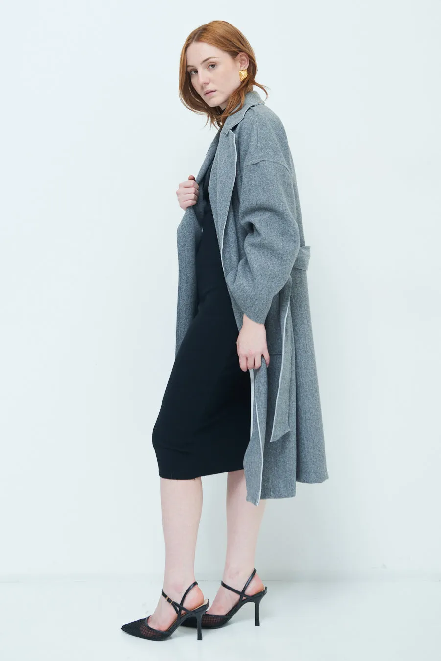 Oversized long coat with wide lapels wholesale