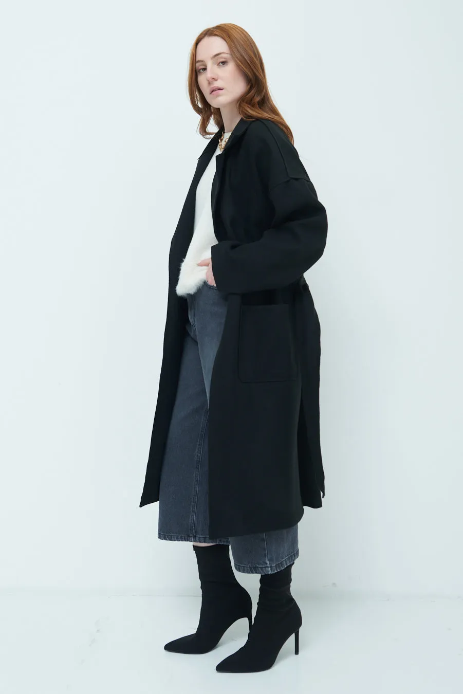 Oversized long coat with wide lapels wholesale