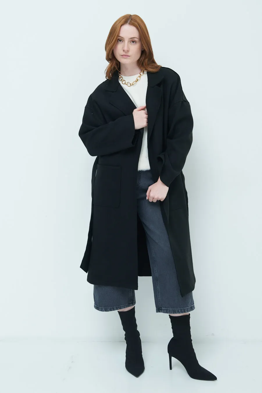 Oversized long coat with wide lapels wholesale