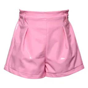 PLEATED PLEATHER SHORTS