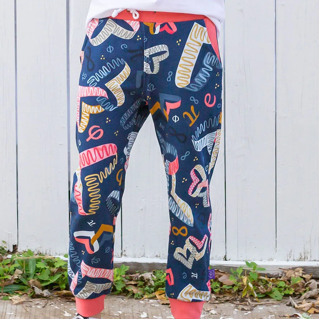 "Boundless Love" Mathematical Symbols Fuzzy Fleece Jogger Pants